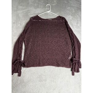 Rewind Women's Brown Chestnut Open Sweater Tie Sleeve Y2K  Mermaidcore XXL